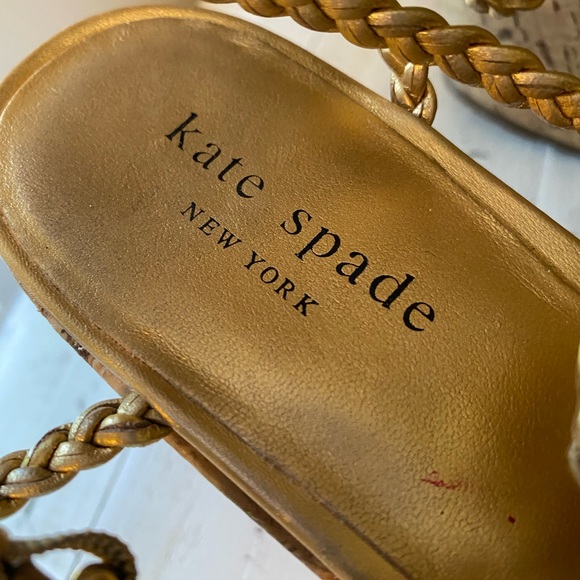 Kate Spade ♠️ Gold Braided Cork Wedges - Picture 4 of 10